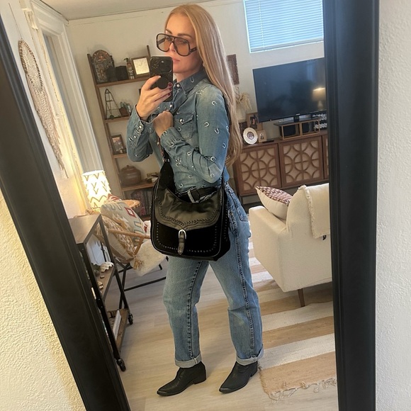 Zara Handbags - Zara Black Leather and Suede Coastal Cowboy Purse